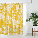 White Liliac Flowers Botanical Yellow Farmhouse Floral Shower Curtain LILIAC