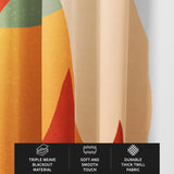 Abstract Leaves Orange Red Tropical Blackout Window Curtains LYRIA - 2 Panels