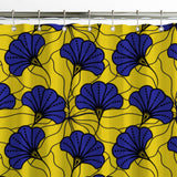African Kitenge Yellow Navy Blue Floral Ethnic Shower Curtain MAKENA