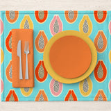 Papaya Fruit Tropical Summer Blue Cotton Placemats FITRIA - Set of 2