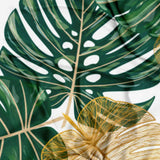 Monstera Leaves Green Gold White Tropical Tablecloth KAUAI