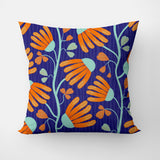 Indian Orange Bue Floral Throw Pillow Cover INAYA