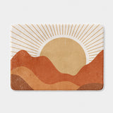 Earthy Tones Sunburst Landscape Sun Terracotta Burnt Orange Boho Bath Mat SUNNY