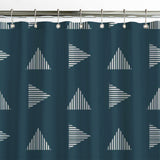 Mid Century Modern Minimalist Geometric Navy Blue Shower Curtain BJORN