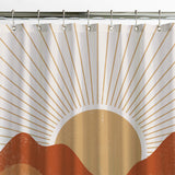 Earthy Tones Sunburst Landscape Sun Terracotta Burnt Orange Boho Shower Curtain SUNNY