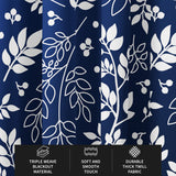 White Tree Branches Botanical Navy Blue Blackout Window Curtain ZARIA
