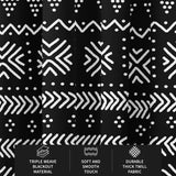 African Black White Mudcloth Ethnic Blackout Window Curtain ABUJA