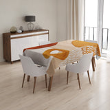 Abstract Art Terracotta Orange Ivory Beige Boho Tablecloth ADELE