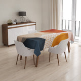 Abstract Art Terracotta Orange Blush Pink Blue Ivory Boho Tablecloth ADELE