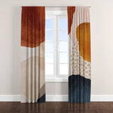 Abstract Art Terracotta Orange Blush Pink Blue Ivory Modern Boho Blackout Window Curtains ADELE - 2 Panels