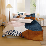 Abstract Art Terracotta Blush Pink Blue Ivory Boho Cotton Duvet Cover Set ADELE
