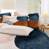 Abstract Art Terracotta Blush Pink Blue Ivory Boho Cotton Duvet Cover Set ADELE