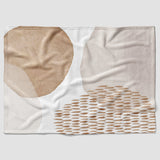 Abstract Art Ivory White Beige Neutral Boho Fleece Throw Blanket ADELE