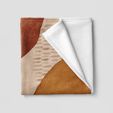 Abstract Art Terracotta Orange Ivory Beige Boho Fleece Throw Blanket ADELE