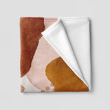 Abstract Art Terracotta Orange Blush Pink Blue Ivory Boho Fleece Throw Blanket ADELE
