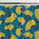 Yellow Teal Blue Floral Ankara African Kitenge Ethnic Shower Curtain ANKARA