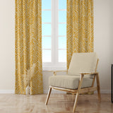 African Minimalist Yellow White Mudcloth Blackout Window Curtain FURAHA