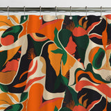 Exotic Jungle Plants Orange Tropical Shower Curtain AMAYA