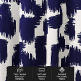 Ikat Abstract Midnight Blue Blackout Window Curtain AMINAH