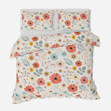 Blooming Flowers Pastel Botanical Floral Cotton Duvet Cover Set AVRIL