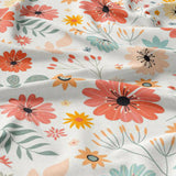 Blooming Flowers Pastel Botanical Floral Cotton Duvet Cover Set AVRIL