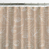 Abstract Woman Faces Dusty Pink Line Art Boho Shower Curtain ARTSY