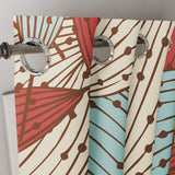 Abstract Decorative Leaves Mid Century Modern Blackout Window Curtain ALYSSUM