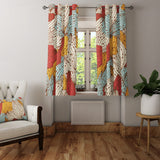 Abstract Decorative Leaves Mid Century Modern Blackout Window Curtain ALYSSUM