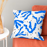 Abstract Blue Organic Shapes Matisse Aesthetic Throw Pillow Cover AZUL