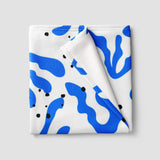 Abstract Blue Organic Shapes Matisse Aesthetic Fleece Throw Blanket AZUL