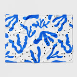 Abstract Blue Organic Shapes Matisse Aesthetic Fleece Throw Blanket AZUL