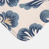 Retro Classic Navy Blue Botanical Floral Farmhouse Bath Mat PEONY