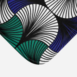 African Kitenge Navy Blue Green Ethnic Bath Mat HADIZA