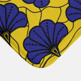 African Kitenge Yellow Navy Blue Floral Ethnic Bath Mat MAKENA