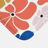 Abstract Multicolor Retro 70s Floral Bath Mat BLOSSOM