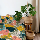 Monstera Exotic Tropical Plants Multicolor Cotton Duvet Cover Set FIDAH