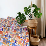 Abstract Flowers Organic Shapes Floral Cotton Duvet Cover Set AZALEA