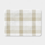 Beige White Checkered Tartan Rustic Neutral Farmhouse Bath Mat NELLIE