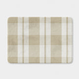 Beige White Checkered Tartan Rustic Neutral Farmhouse Bath Mat NELLIE