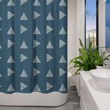 Mid Century Modern Minimalist Geometric Navy Blue Shower Curtain BJORN