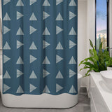 Mid Century Modern Minimalist Geometric Navy Blue Shower Curtain BJORN
