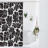 Abstract Black White Retro 70s Floral Shower Curtain BLOSSOM
