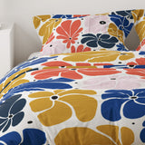 Abstract Multicolor Retro 70s Floral Cotton Duvet Cover Set BLOSSOM