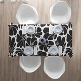 Abstract Black White Retro 70s Floral Tablecloth BLOSSOM