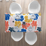 Abstract Multicolor Retro 70s Floral Tablecloth BLOSSOM