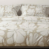 Abstract Beige White Retro 70s Floral Cotton Duvet Cover Set BLOSSOM