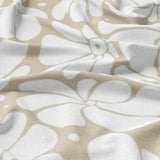 Abstract Beige White Retro 70s Floral Cotton Duvet Cover Set BLOSSOM