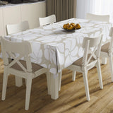 Abstract Beige White Retro 70s Floral Tablecloth BLOSSOM