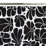 Abstract Black White Retro 70s Floral Shower Curtain BLOSSOM