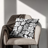 Abstract Black White Retro 70s Floral Throw Pillow Cover BLOSSOM